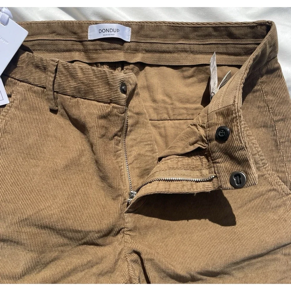 Dondup Gaubert Corduroy Pants Mocha Brown Made in Italy Slim Fit Mens Size 30